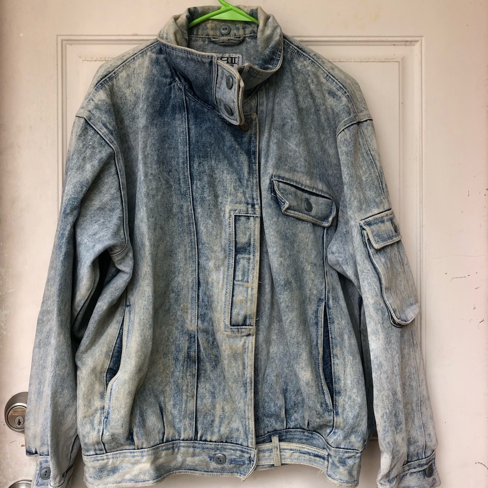Vintage Acid Washed Denim Motocross Jacket